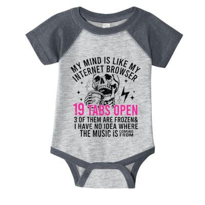 My Mind Is Like My Internet Browser 19 Tabs Open Infant Baby Jersey Bodysuit