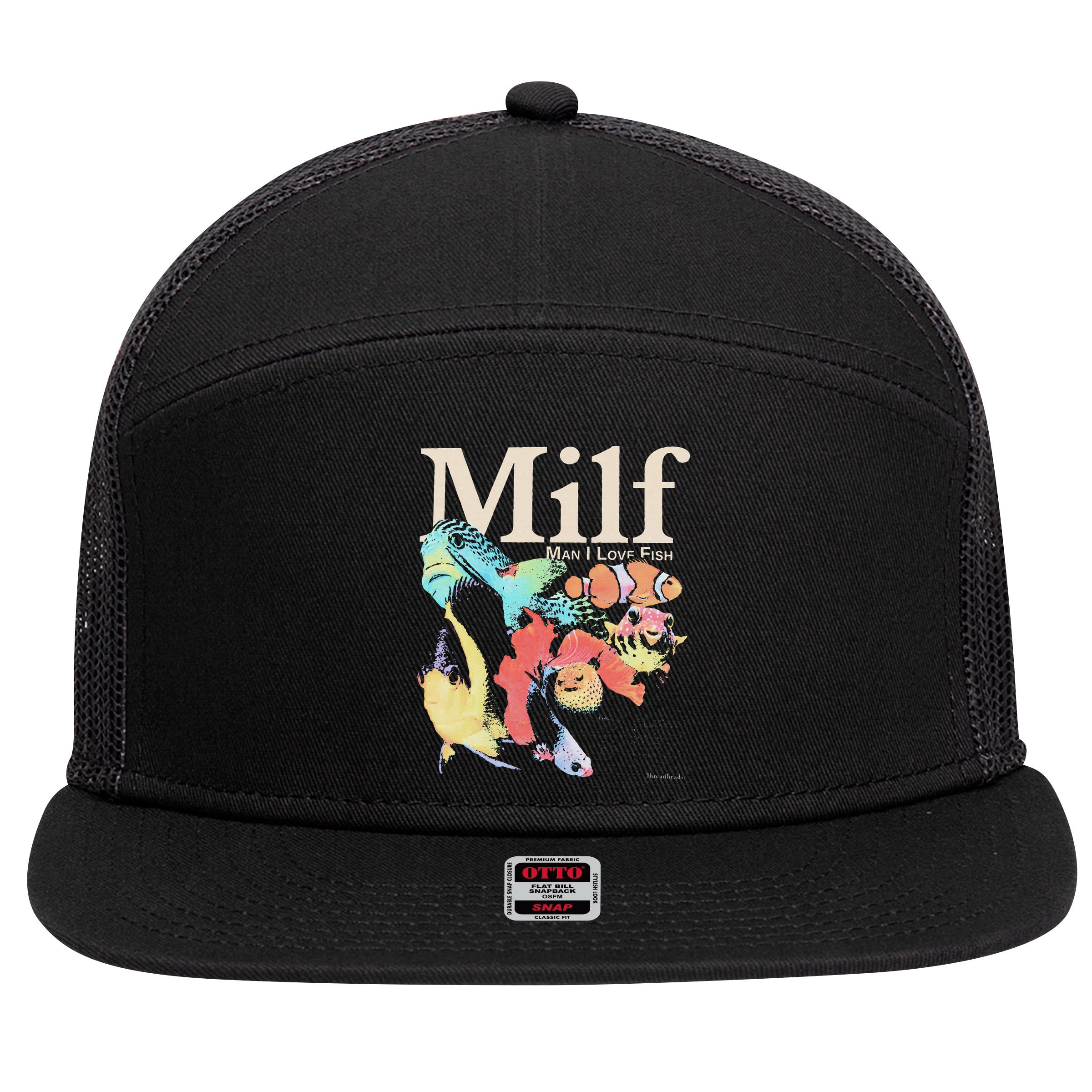 Milf Man I Love Fish 7 Panel Mesh Trucker Snapback Hat