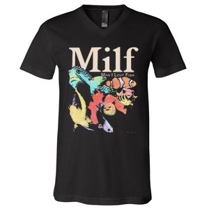 Milf Man I Love Fish V-Neck T-Shirt