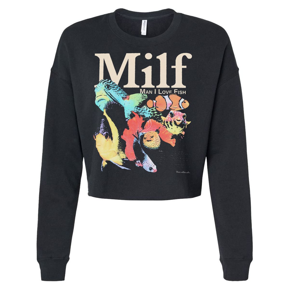 Milf Man I Love Fish Cropped Pullover Crew