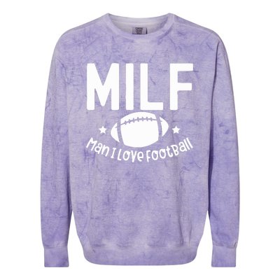 Milf Man I Love Football Colorblast Crewneck Sweatshirt