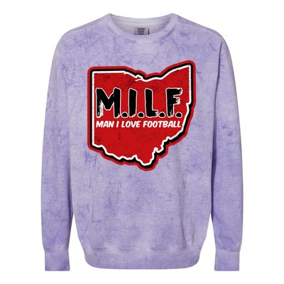 MILF Man I Love Football Ohio State Colorblast Crewneck Sweatshirt