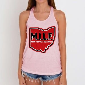 MILF Man I Love Football Ohio State Women's Knotted Racerback Tank