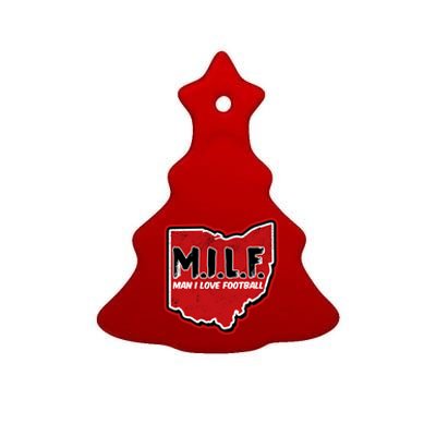 MILF Man I Love Football Ohio State Ceramic Tree Ornament