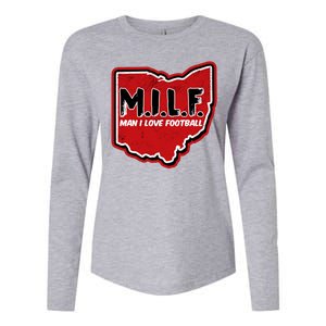 MILF Man I Love Football Ohio State Womens Cotton Relaxed Long Sleeve T-Shirt