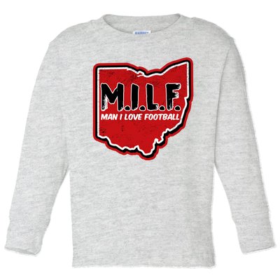 MILF Man I Love Football Ohio State Toddler Long Sleeve Shirt