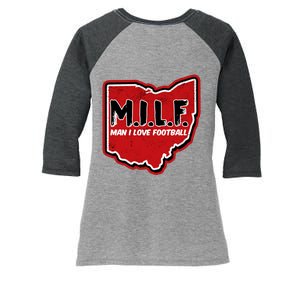 MILF Man I Love Football Ohio State Women's Tri-Blend 3/4-Sleeve Raglan Shirt