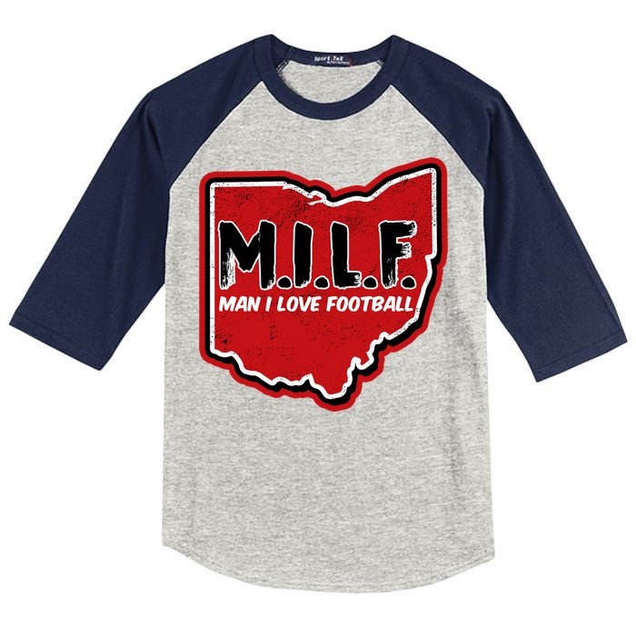 MILF Man I Love Football Ohio State Kids Colorblock Raglan Jersey