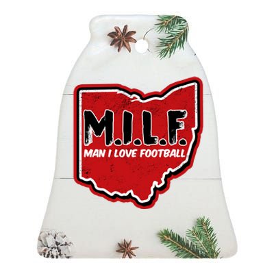 MILF Man I Love Football Ohio State Ceramic Bell Ornament