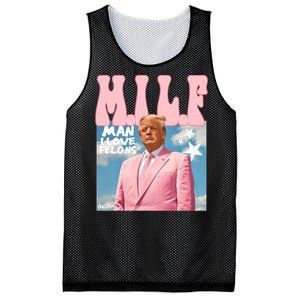 Milf Man I Love Felons Funny Trump Pink 2024 For President Mesh Reversible Basketball Jersey Tank