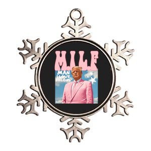 Milf Man I Love Felons Funny Trump Pink 2024 For President Metallic Star Ornament