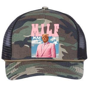 Milf Man I Love Felons Funny Trump Pink 2024 For President Retro Rope Trucker Hat Cap