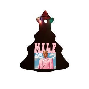 Milf Man I Love Felons Funny Trump Pink 2024 For President Ceramic Tree Ornament