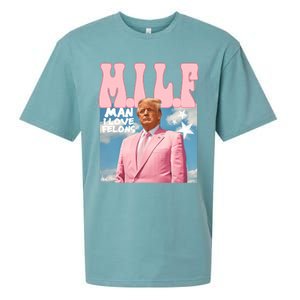 Milf Man I Love Felons Funny Trump Pink 2024 For President Sueded Cloud Jersey T-Shirt