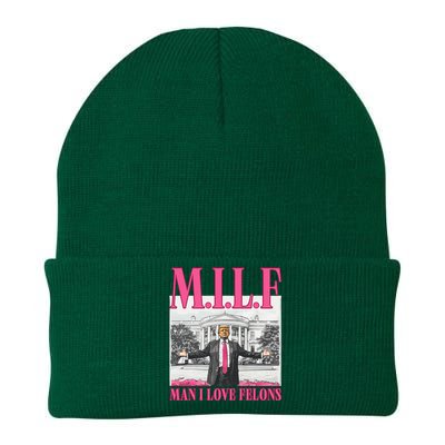 Milf Man I Love Felons Donald Trump Funny 2024 Election Gift Knit Cap Winter Beanie