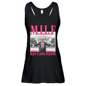 Milf Man I Love Felons Donald Trump Funny 2024 Election Gift Ladies Essential Flowy Tank