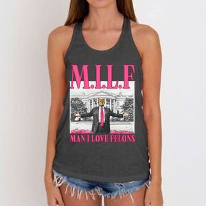 Milf Man I Love Felons Donald Trump Funny 2024 Election Gift Women's Knotted Racerback Tank