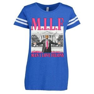 Milf Man I Love Felons Donald Trump Funny 2024 Election Gift Enza Ladies Jersey Football T-Shirt