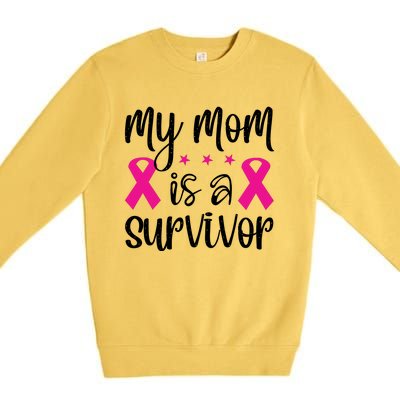 My Mom Is A Survivor Breast Cancer Awareness Premium Crewneck Sweatshirt