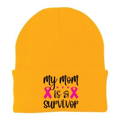 My Mom Is A Survivor Breast Cancer Awareness Knit Cap Winter Beanie