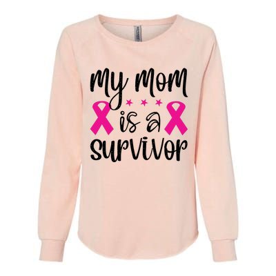 My Mom Is A Survivor Breast Cancer Awareness Womens California Wash Sweatshirt