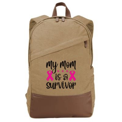 My Mom Is A Survivor Breast Cancer Awareness Cotton Canvas Backpack