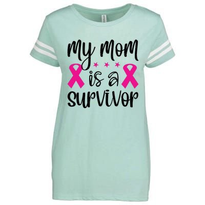 My Mom Is A Survivor Breast Cancer Awareness Enza Ladies Jersey Football T-Shirt