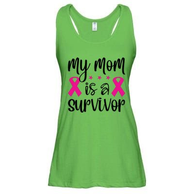 My Mom Is A Survivor Breast Cancer Awareness Ladies Essential Flowy Tank