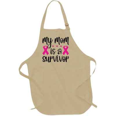 My Mom Is A Survivor Breast Cancer Awareness Full-Length Apron With Pockets