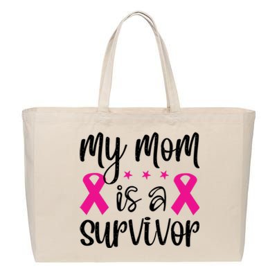 My Mom Is A Survivor Breast Cancer Awareness Cotton Canvas Jumbo Tote