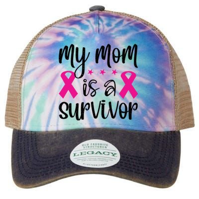 My Mom Is A Survivor Breast Cancer Awareness Legacy Tie Dye Trucker Hat