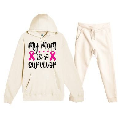 My Mom Is A Survivor Breast Cancer Awareness Premium Hooded Sweatsuit Set