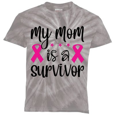 My Mom Is A Survivor Breast Cancer Awareness Kids Tie-Dye T-Shirt