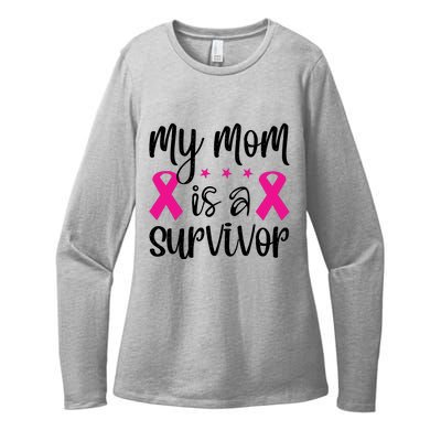 My Mom Is A Survivor Breast Cancer Awareness Womens CVC Long Sleeve Shirt