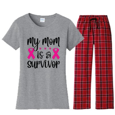 My Mom Is A Survivor Breast Cancer Awareness Women's Flannel Pajama Set