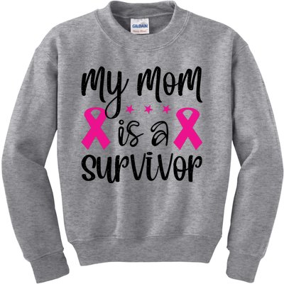 My Mom Is A Survivor Breast Cancer Awareness Kids Sweatshirt