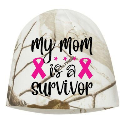 My Mom Is A Survivor Breast Cancer Awareness Kati - Camo Knit Beanie