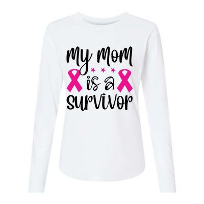 My Mom Is A Survivor Breast Cancer Awareness Womens Cotton Relaxed Long Sleeve T-Shirt