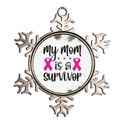 My Mom Is A Survivor Breast Cancer Awareness Metallic Star Ornament