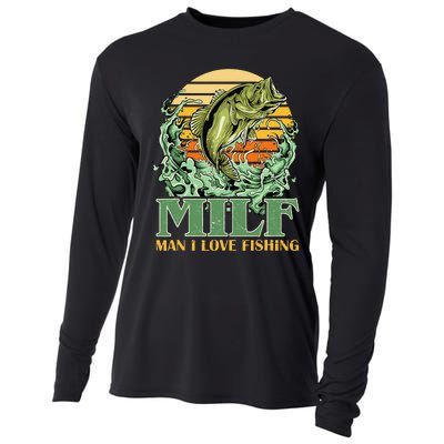 MILF Man I Love Fishing Funny Sayings Gift For Fisher Cooling Performance Long Sleeve Crew