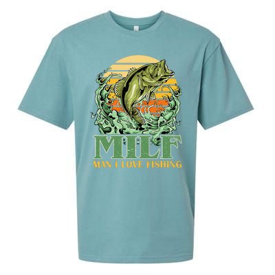 MILF Man I Love Fishing Funny Sayings Gift For Fisher Sueded Cloud Jersey T-Shirt