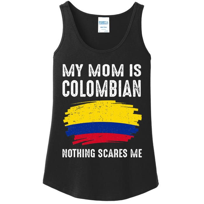 My Mom Is Colombian Colombia Pride Flag Heritage Roots Ladies Essential Tank