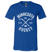 Minnesota Mn Ice Hockey Sticks Vintage Gift Cute Gift V-Neck T-Shirt