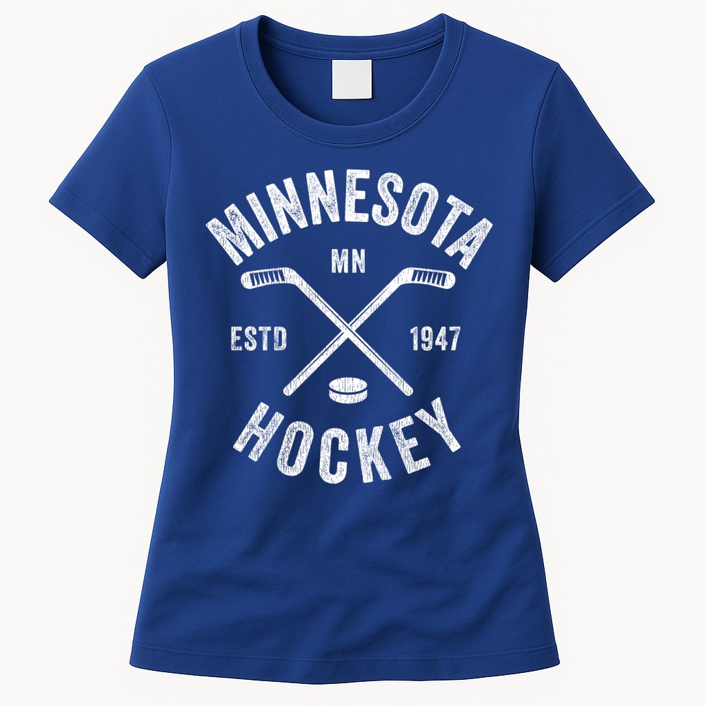 Minnesota Mn Ice Hockey Sticks Vintage Gift Cute Gift Womens T-Shirt