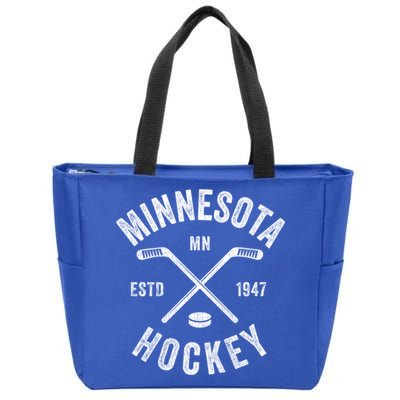 Minnesota Mn Ice Hockey Sticks Vintage Gift Cute Gift Zip Tote Bag