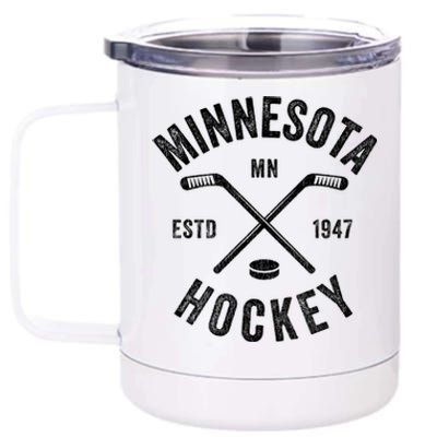 Minnesota Mn Ice Hockey Sticks Vintage Gift Cute Gift 12 oz Stainless Steel Tumbler Cup