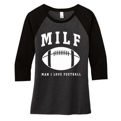 Milf Man I Love Football Game Day Women's Tri-Blend 3/4-Sleeve Raglan Shirt