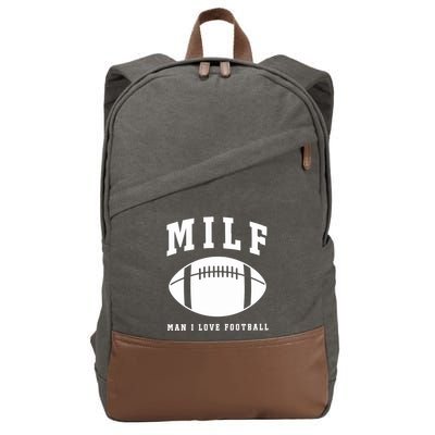 Milf Man I Love Football Game Day Cotton Canvas Backpack