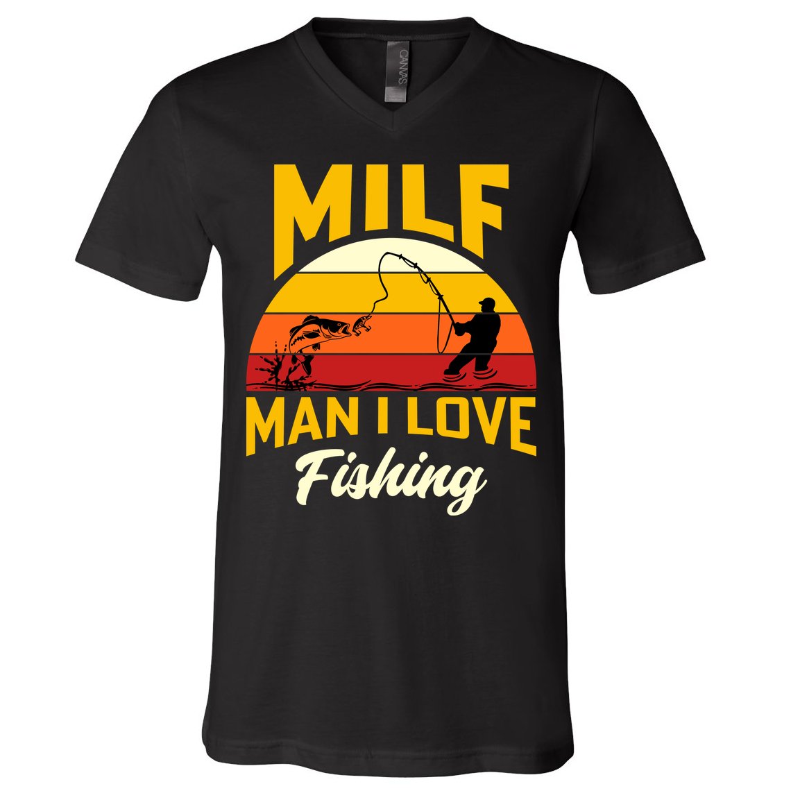 MILF Man I Love Fishing Camping Fish Funny V-Neck T-Shirt