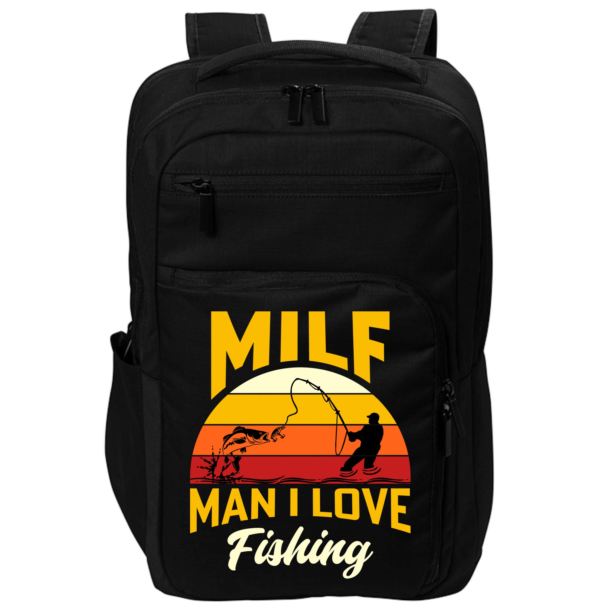 MILF Man I Love Fishing Camping Fish Funny Impact Tech Backpack